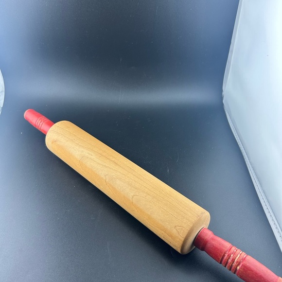 Vintage wooden rolling pins with red painted handles SET OF 2 - Picture 7 of 8
